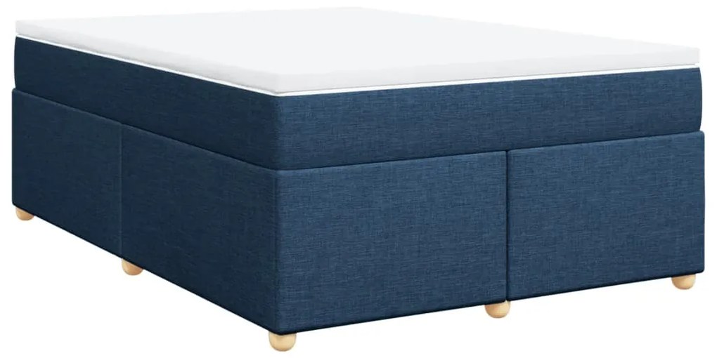 Cama com molas/colchão 140x200 cm tecido azul