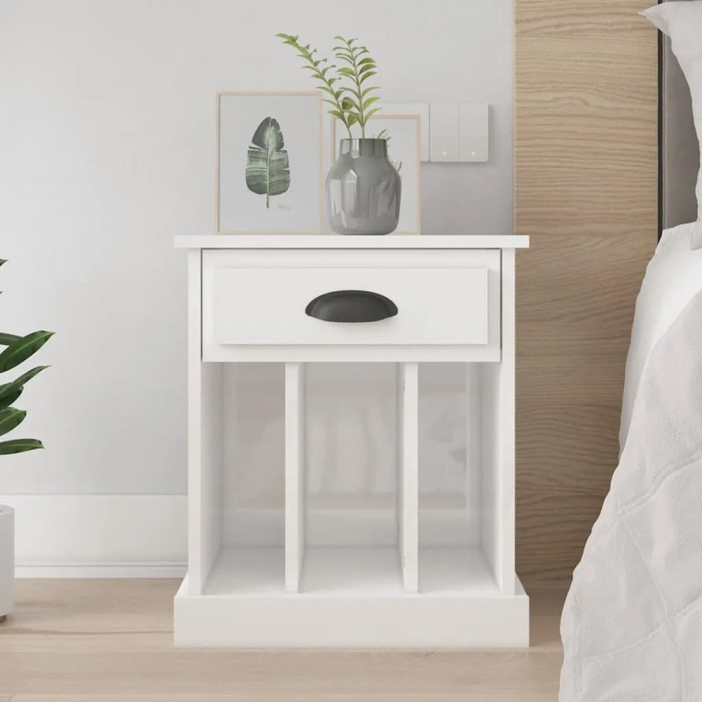 vidaXL Mesa de cabeceira 43x36x50 cm branco brilhante
