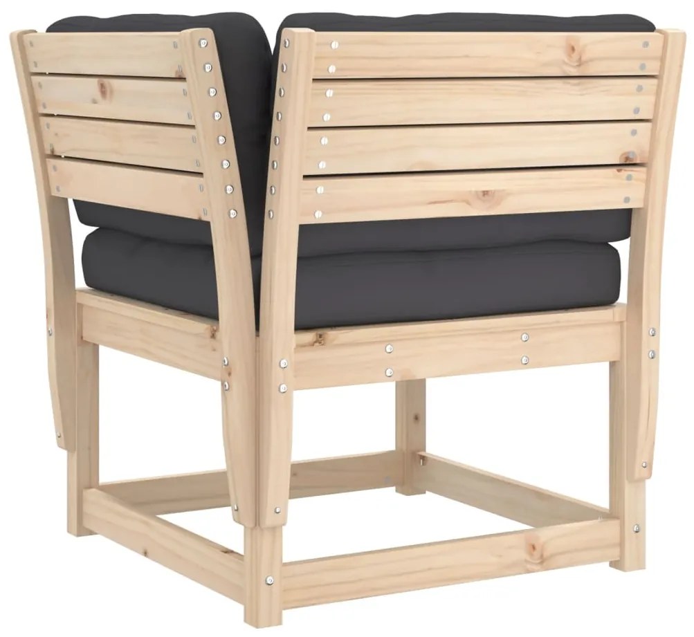 5 pcs conjunto de sofás de jardim com almofadões pinho maciço