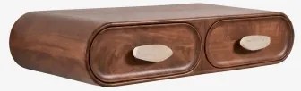 Consola De Entrada De Parede 100x40 Cm Em Madeira De Manga E Pedra Natural Kivalina Travertino - Madeira De Mangueira Escura - Sklum