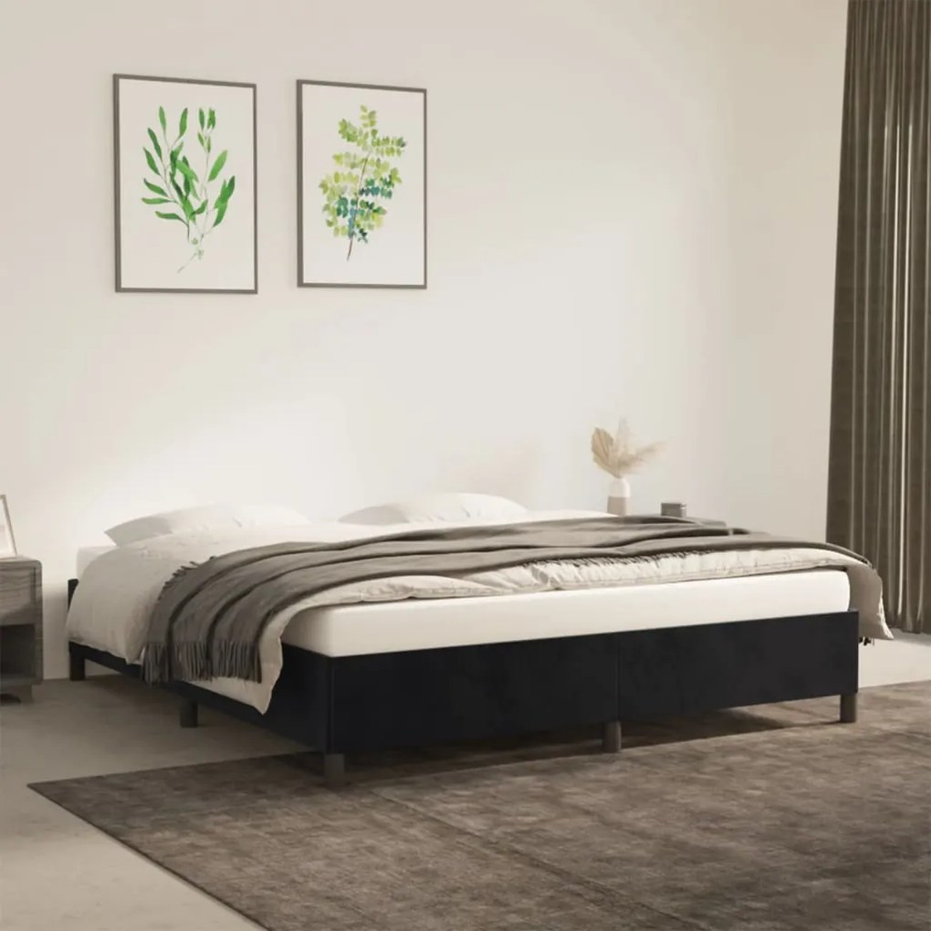 Estrutura de cama sem colchão 160x200 cm veludo preto