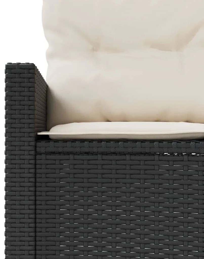 Sofá de jardim com almofadões semicircular vime PE preto