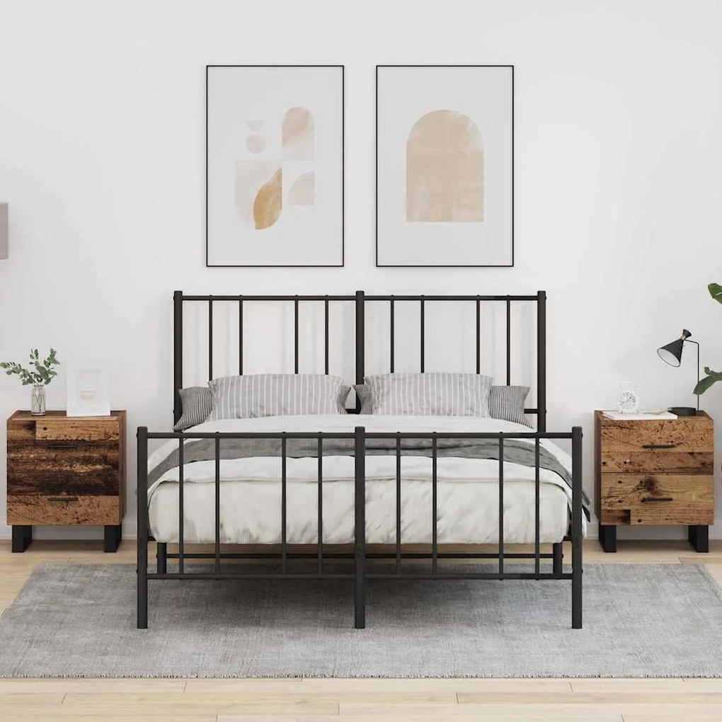 vidaXL Armário de Cabeceira 2 pcs Madeira antiga 40 x 35 x 47,5 cm