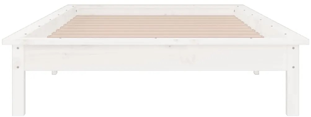Estrutura de cama c/ luzes LEDs 100x200cm madeira maciça branco