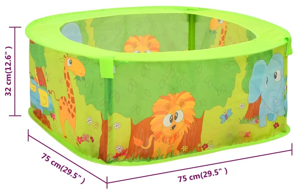 Piscina de bolas com 300 bolas para crianças 75x75x32 cm