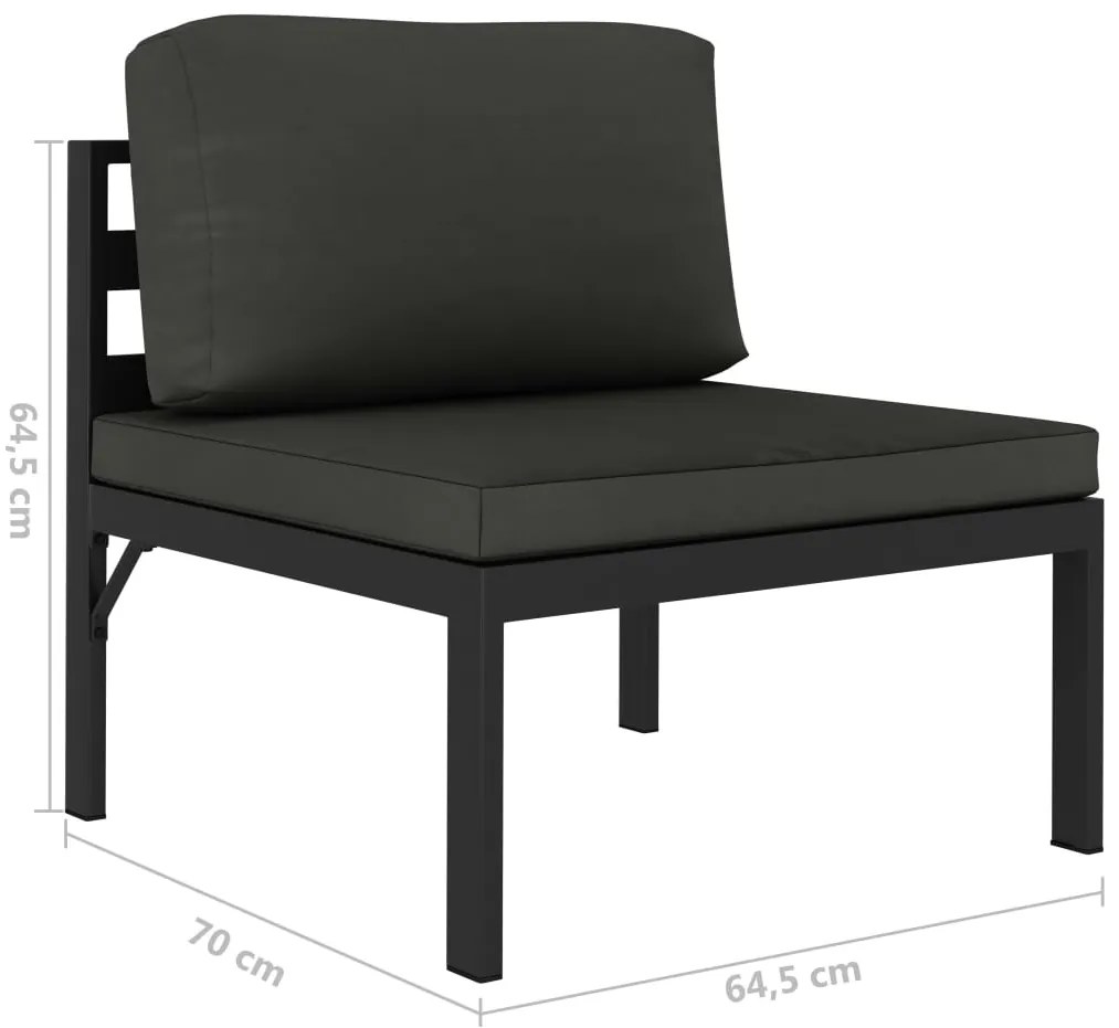 6 pcs conjunto lounge jardim com almofadões alumínio antracite