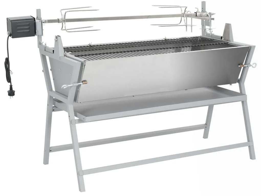 41349 vidaXL Churrasqueira de Ferro e Aço com Espeto Giratório