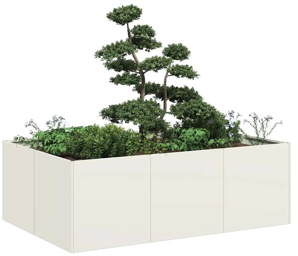 vidaXL Vaso floreira 120x80x40 cm aço branco