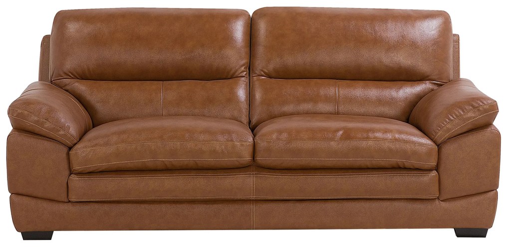 Conjunto de sofás com 4 lugares em pele castanha dourada HORTEN Beliani