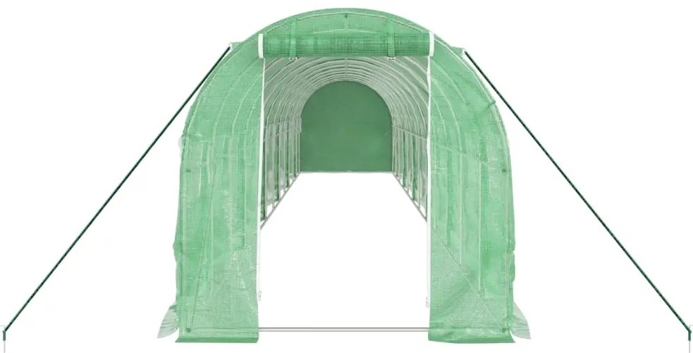 Estufa com estrutura de aço 24 m² 12x2x2 m verde
