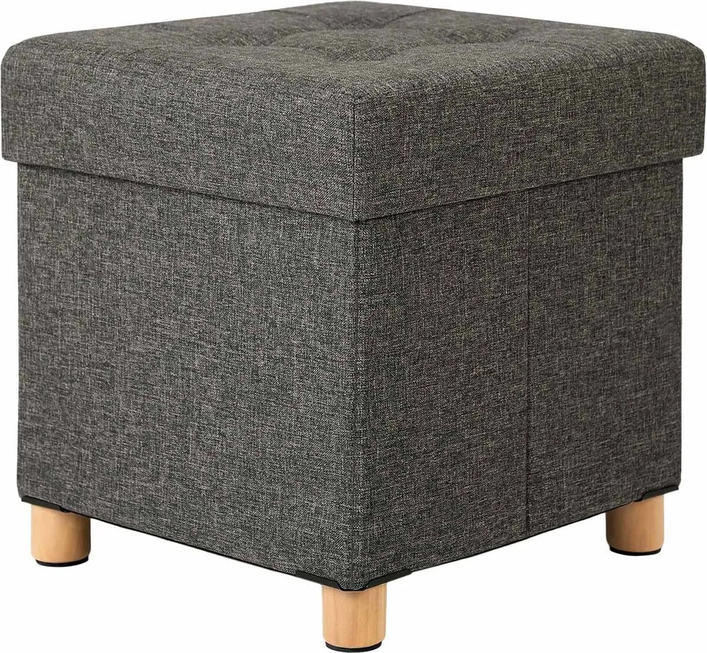 Banco arrumação 38 x 38 x 40 cm com pés de madeira cinzento escuro