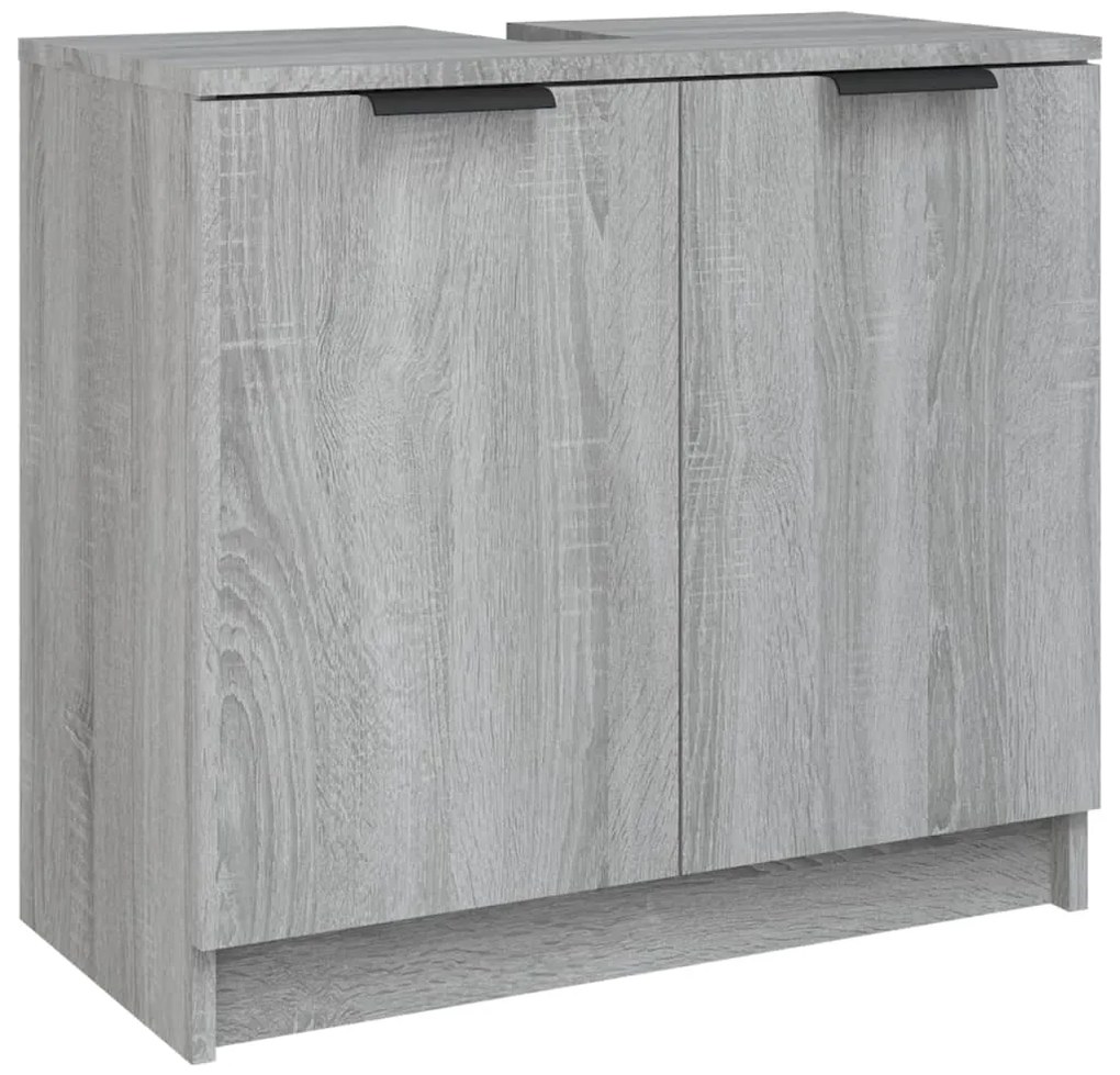 3 pcs conjunto móveis WC derivados de madeira cinzento sonoma
