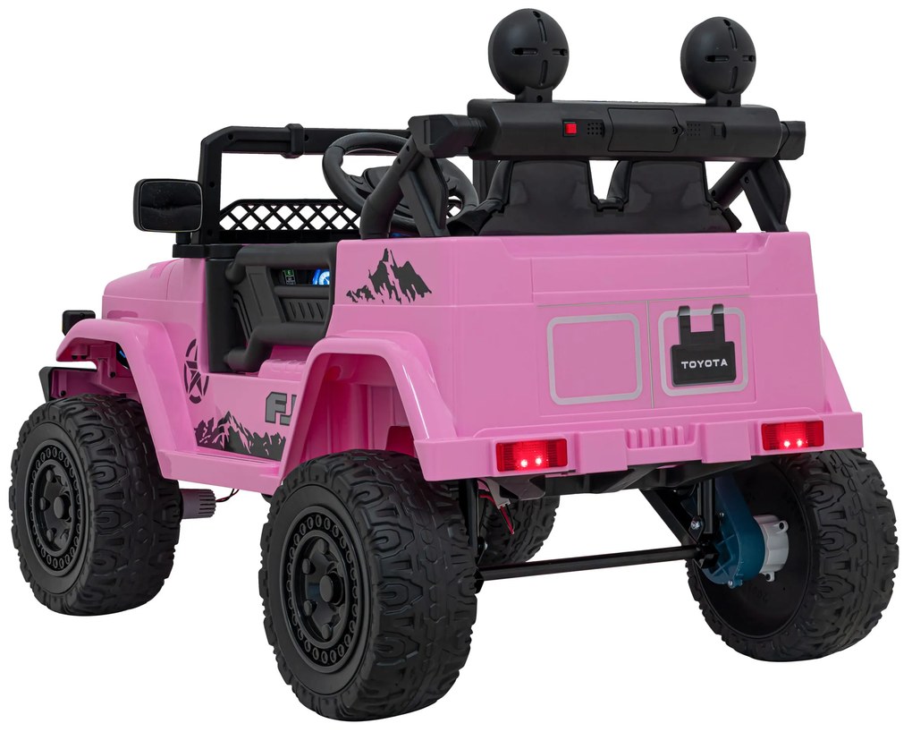 Jipe elétrico para Crianças Toyota FJ Cruiser 12V 4x4, Rodas Espuma EVA, Assentocouro ecológico Rosa