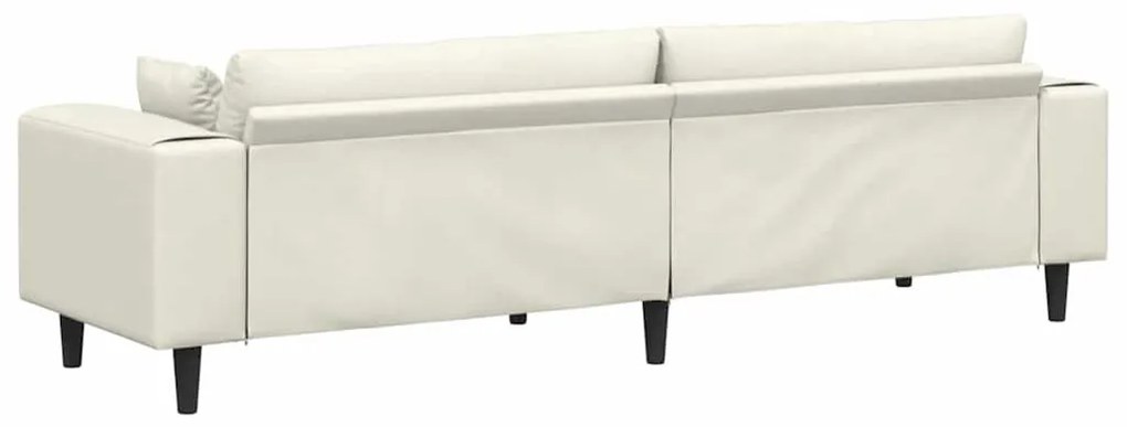 Sofá de Veludo com almofada com travesseiro Creme 208 cm Veludo