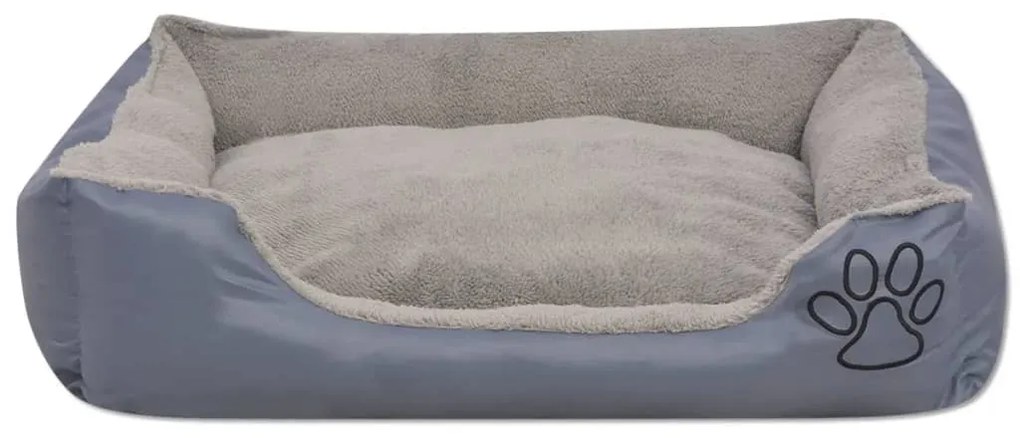Cama para cães com almofada acolchoada tamanho M cinzento