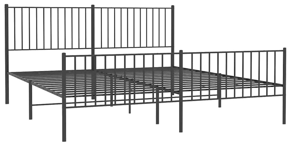 Estrutura de cama com cabeceira e pés 183x213 cm metal preto