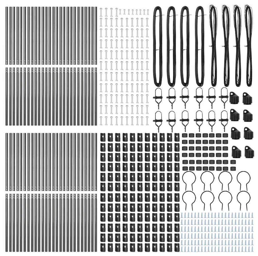 Postes de Cerca , 52 peças, Cinza, Ø32 mm, 210 cm, em Aço Galvanizado