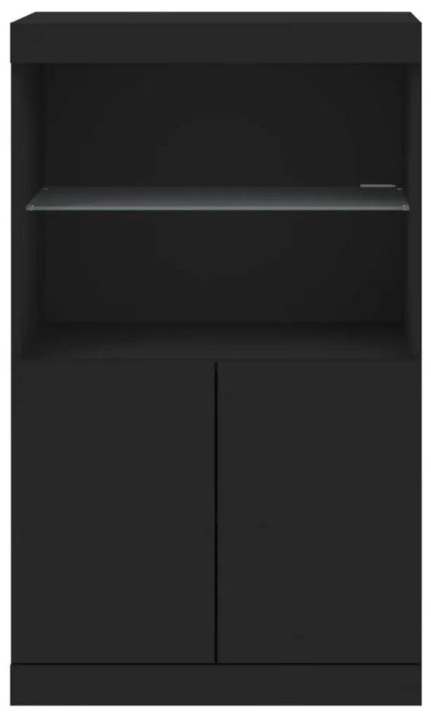 Aparador com luzes LED 60,5x37x100 cm preto