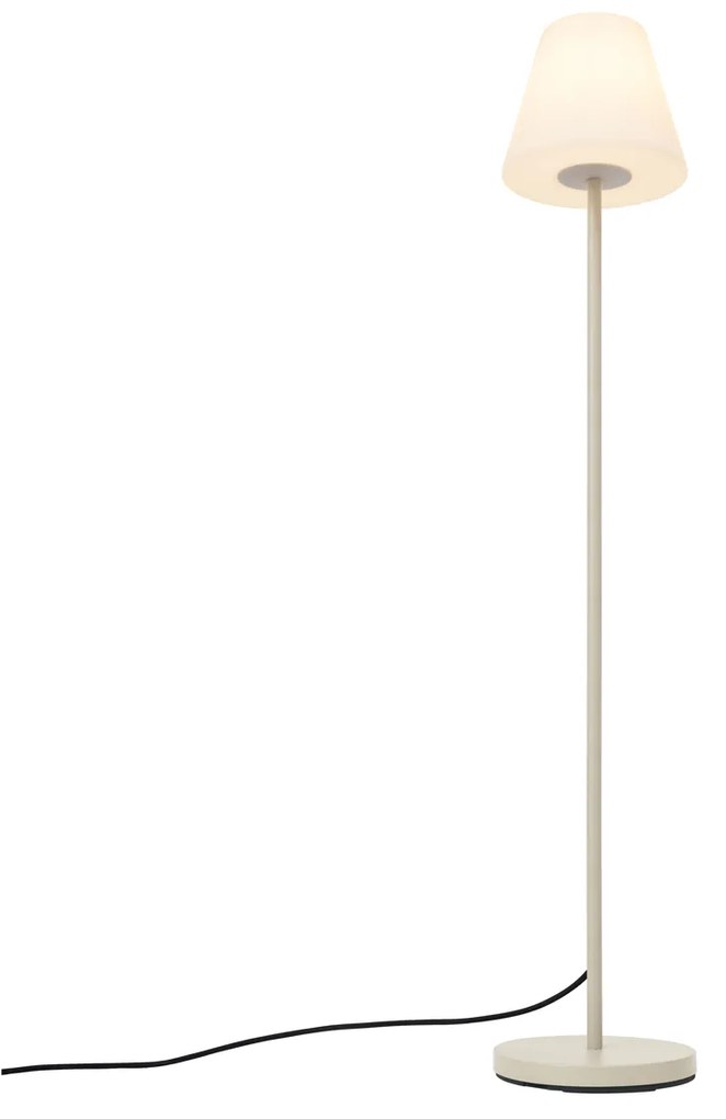 Candeeiro de Pé Exterior Bege com Abajur Branco IP65 - Virginia Moderno