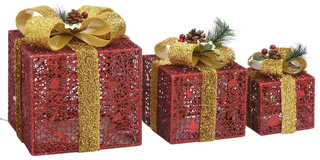 Caixas de presente de Natal decorativas 3 pcs int/ext. vermelho