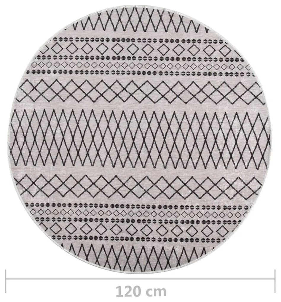 Tapete lavável antiderrapante φ120 cm preto e branco