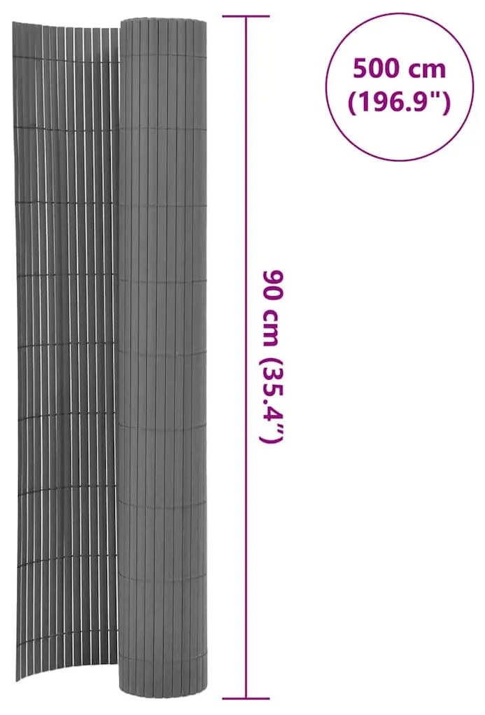 Cerca de jardim dupla face PVC 90x500 cm cinzento