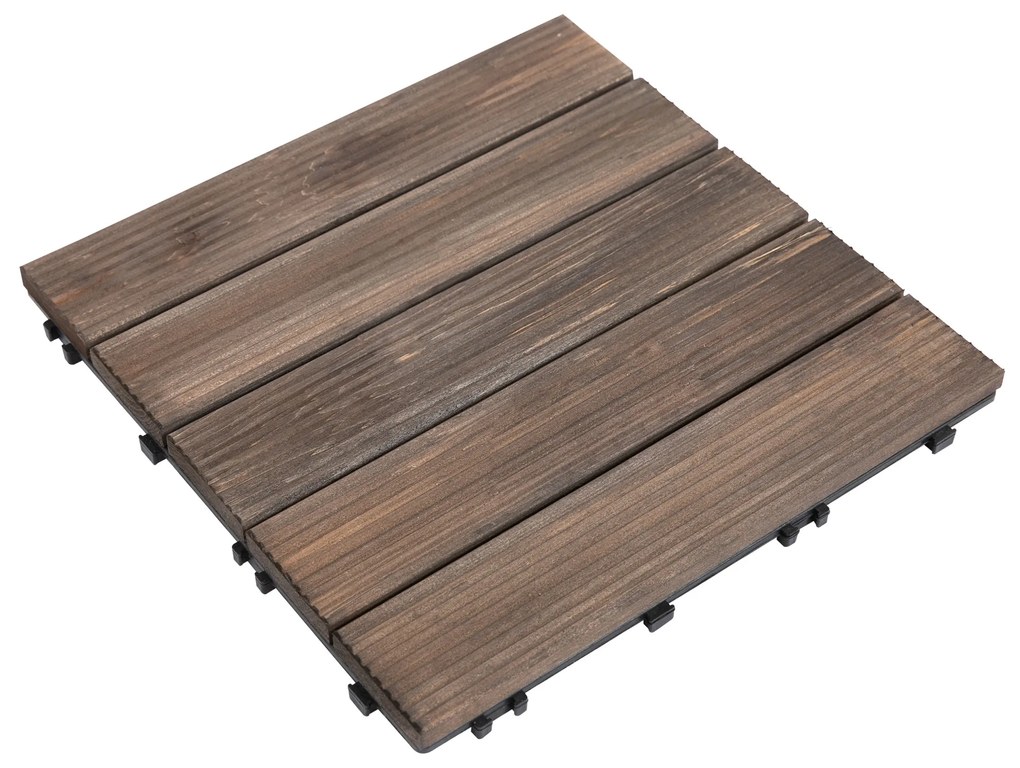 Módulo de 27 Deck de Madeira 30x30cm com Área de 2,5m² Estrados com Sistema de Clic para Balcão Terraço Jardim Marrom Escuro