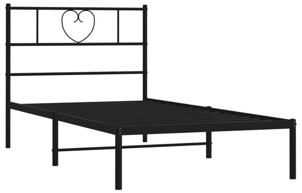 Estrutura de cama com cabeceira 90x200 cm metal preto