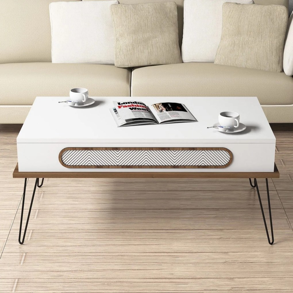 Mesa de Centro Ekol – Branco – 105x45,8x56 cm