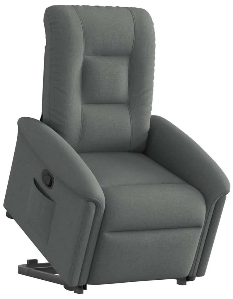vidaXL Poltrona reclinável elevatória tecido cinzento-escuro
