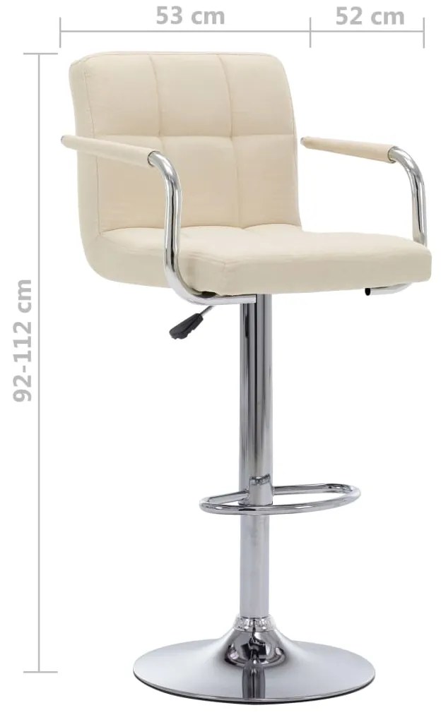 Bancos de bar 2 pcs tecido cor creme