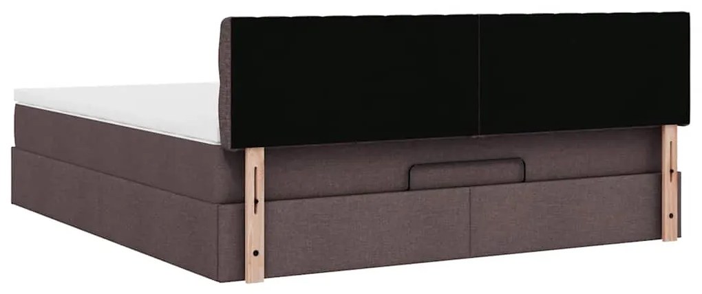 Estrutura de cama otomana com colchão 180x200cm castanho escuro