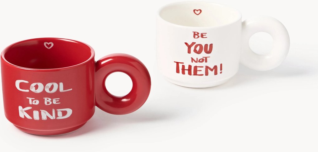 Canecas empilháveis em porcelana com motivo decorativo Tutti, conjunto de 2