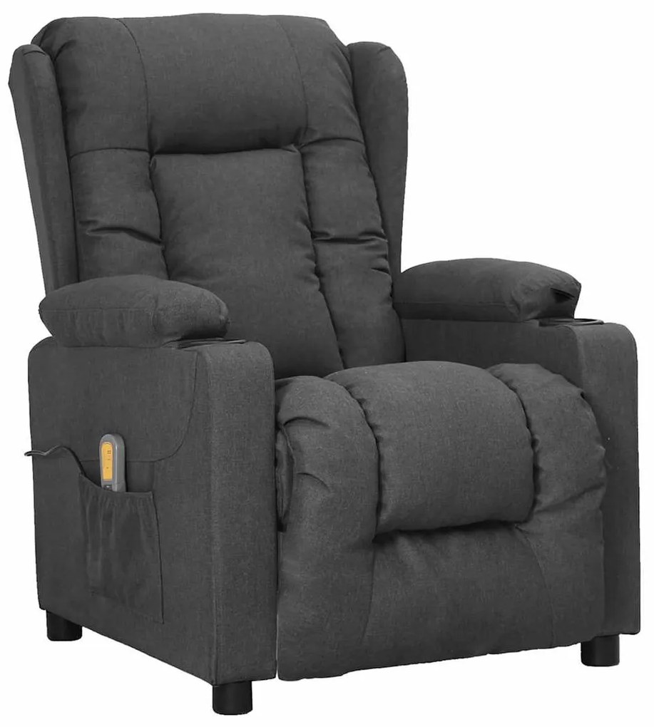 Poltrona de massagens elevatória tecido cinzento-escuro