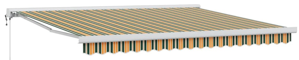vidaXL Toldo Retrátil Verde e Amarelo 400 × 300 cm Tecido e Metal