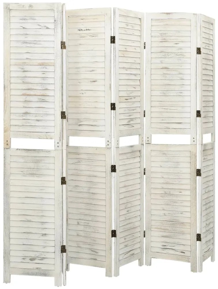 Biombo com 6 painéis 215x166 cm madeira branco antigo