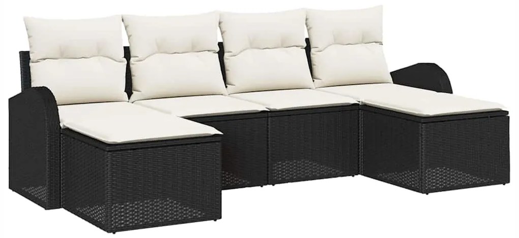 Conjunto de Sofá de Jardim vidaXL de 6 Peças com Almofadas em Polirata
