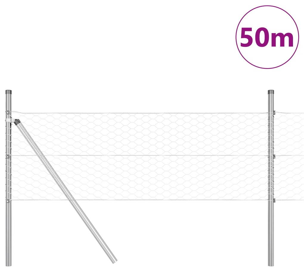 Cerca Hexagonal vidaXL 0.8x50 m Aço Galvanizado