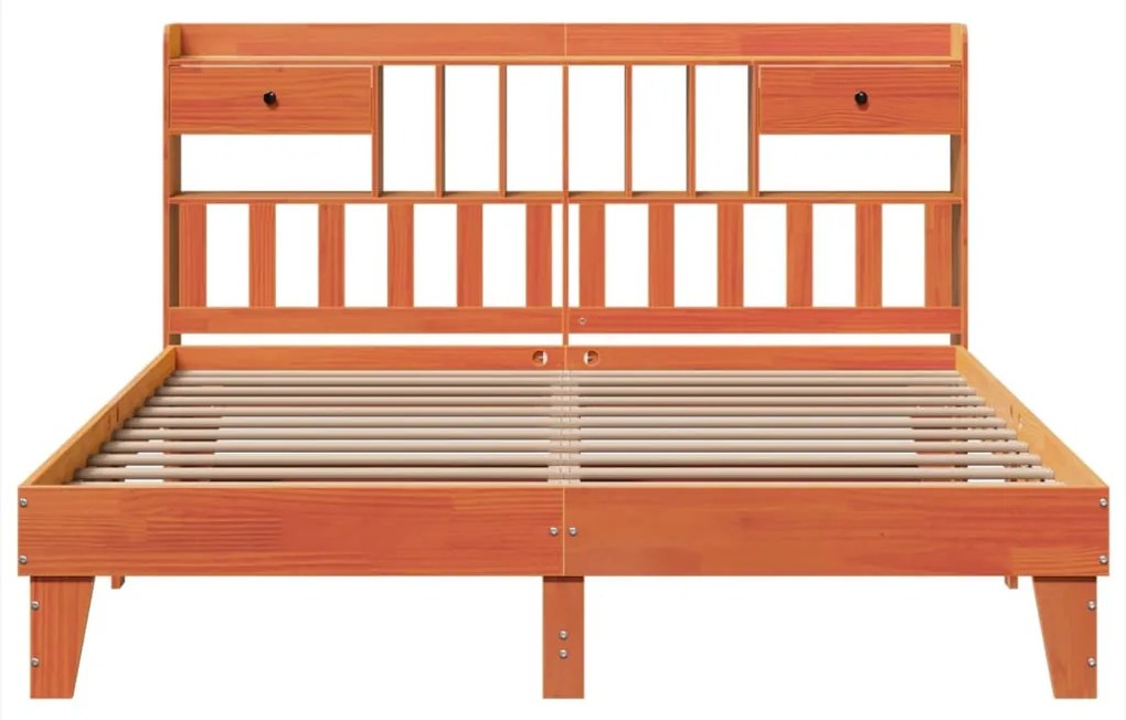 Cama sem colchão 200x200 cm pinho maciço castanho-mel