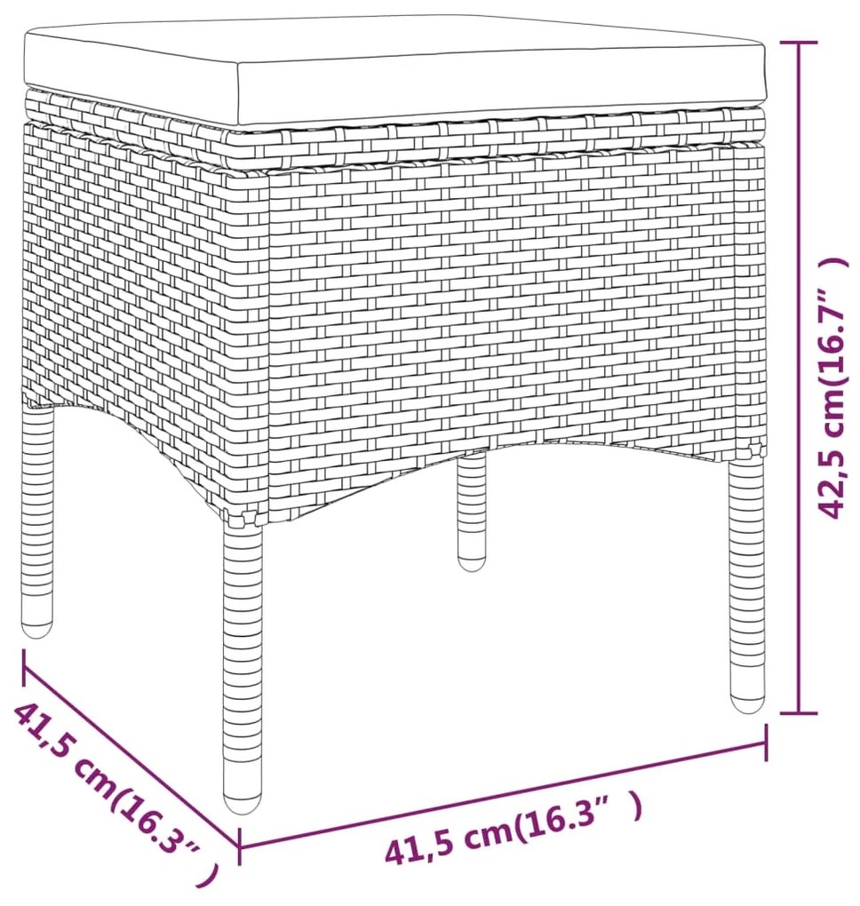 5 pcs conjunto lounge para jardim vime PE cinzento