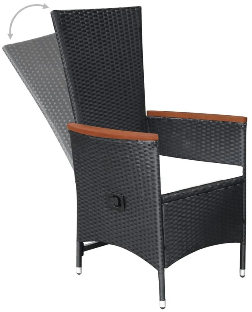 9 pcs conjunto jantar exterior com almofadões vime PE preto