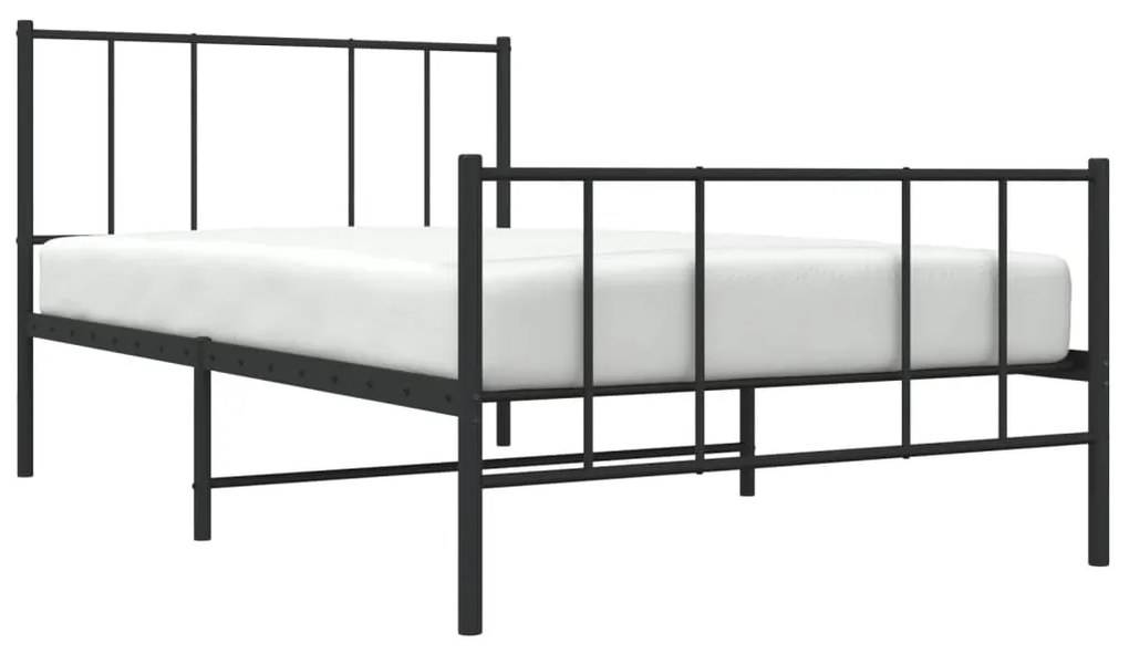 Estrutura de cama com cabeceira e pés 100x200 cm metal preto