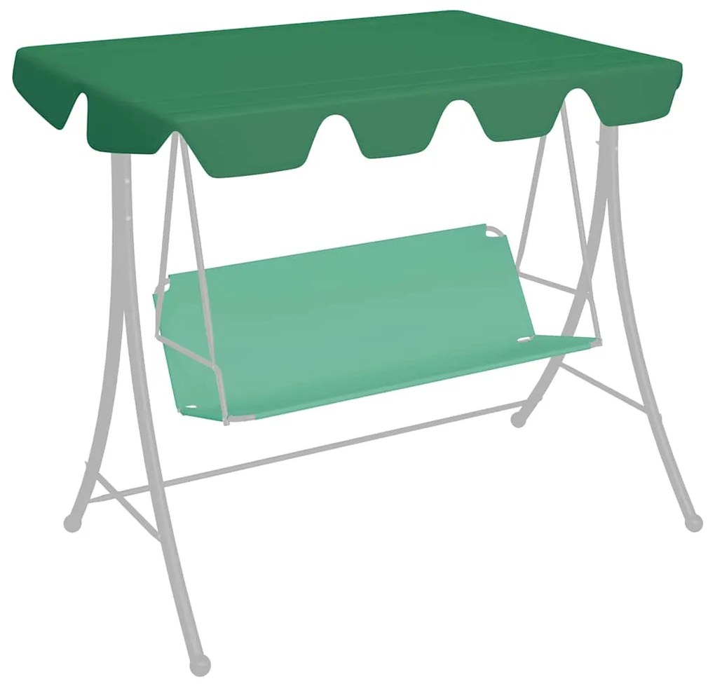 Toldo suplente p/ baloiço de jardim 150/130x105/70 cm verde