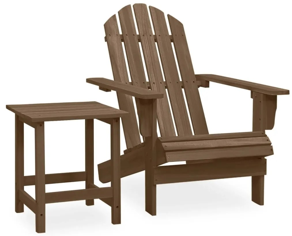 Cadeira de jardim Adirondack com mesa madeira de abeto castanho