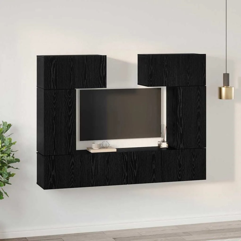 Conjunto de móvel de TV 6 pcs Carvalho preto 80 x 30 x 30 cm