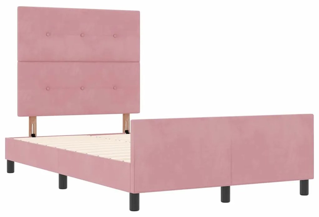 Estrutura de Cama de Veludo Rosa 120x200 cm