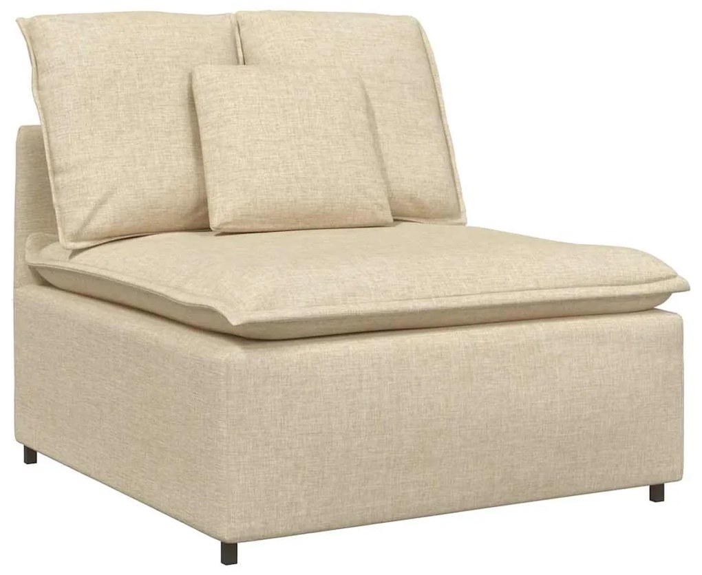 Sofá modular com almofadas tecido creme