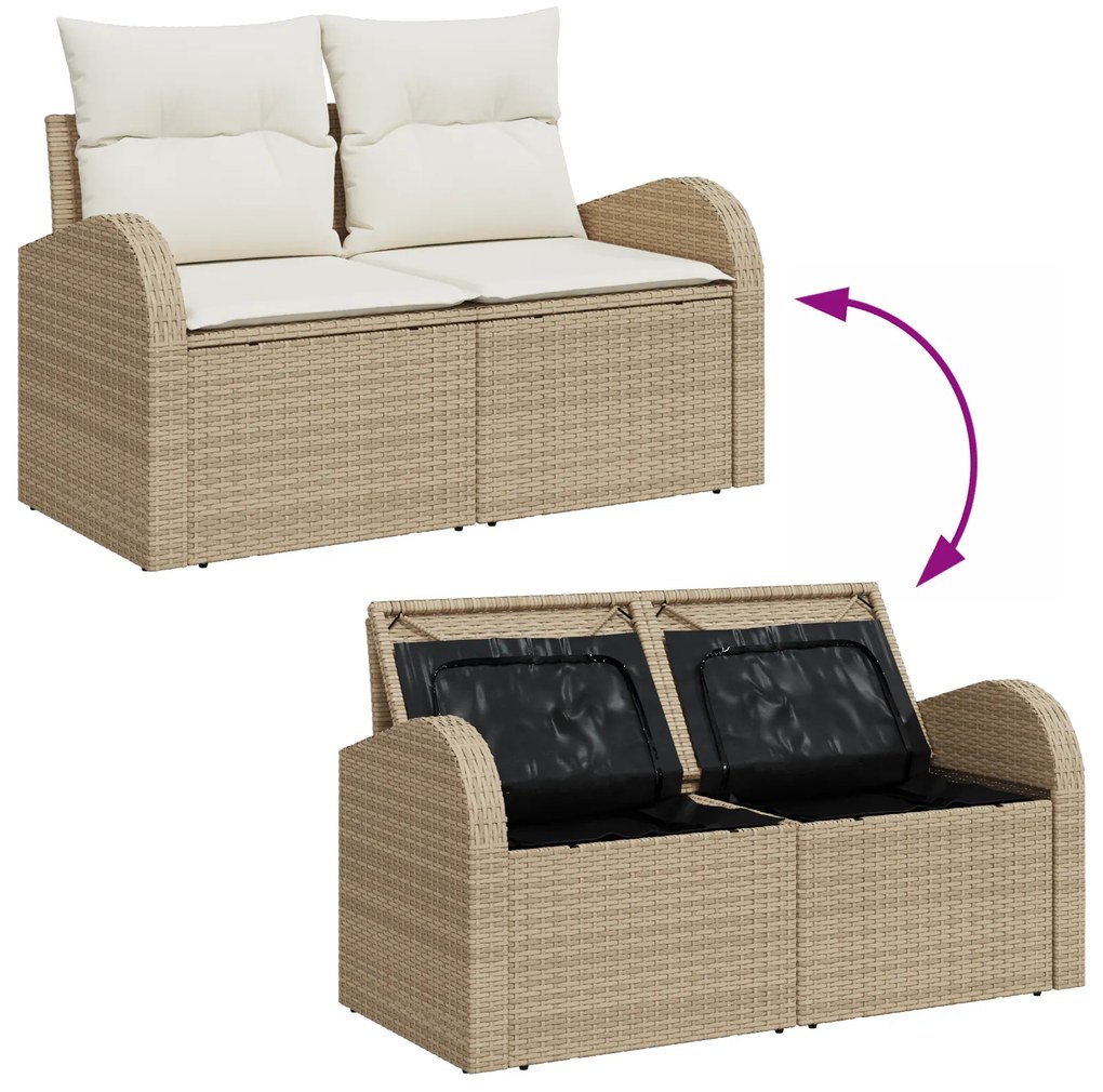 Conjunto de Sofá de Jardim vidaXL com Almofadas Bege Poly Rattan 10 Pe