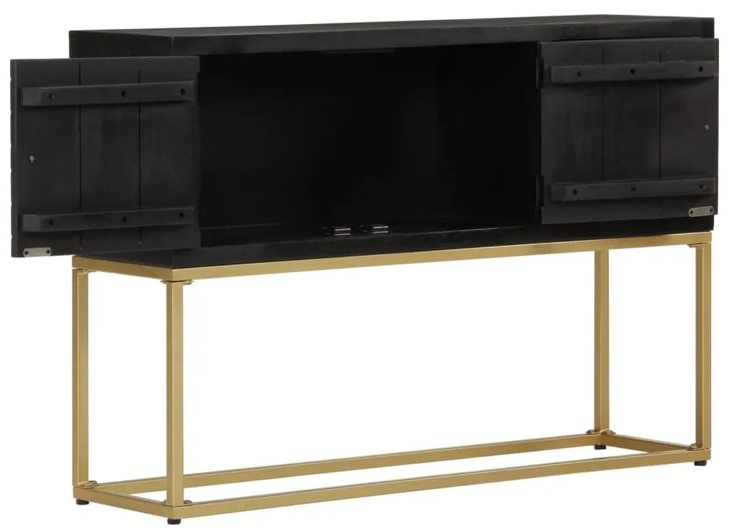 Aparador 110x30x75cm madeira de mangueira maciça preto/ dourado