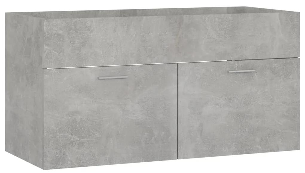 Armário lavatório 90x38,5x46 cm contraplacado cinzento cimento